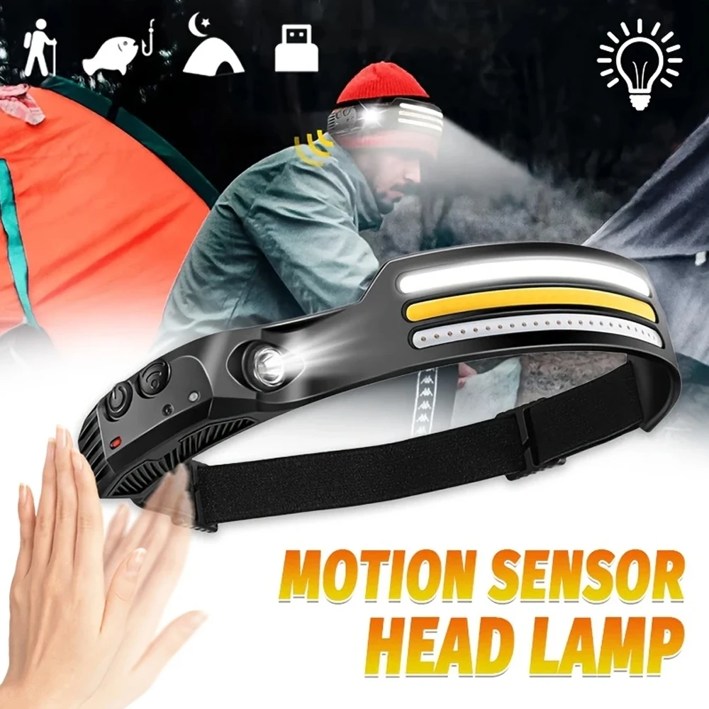 Fish Finder Battery - 充電式 COB LED 誘導ヘッドランプ内蔵バッテリー 10 モードセンサーヘッド懐中電灯屋外キャンプ釣りヘッドランタン
