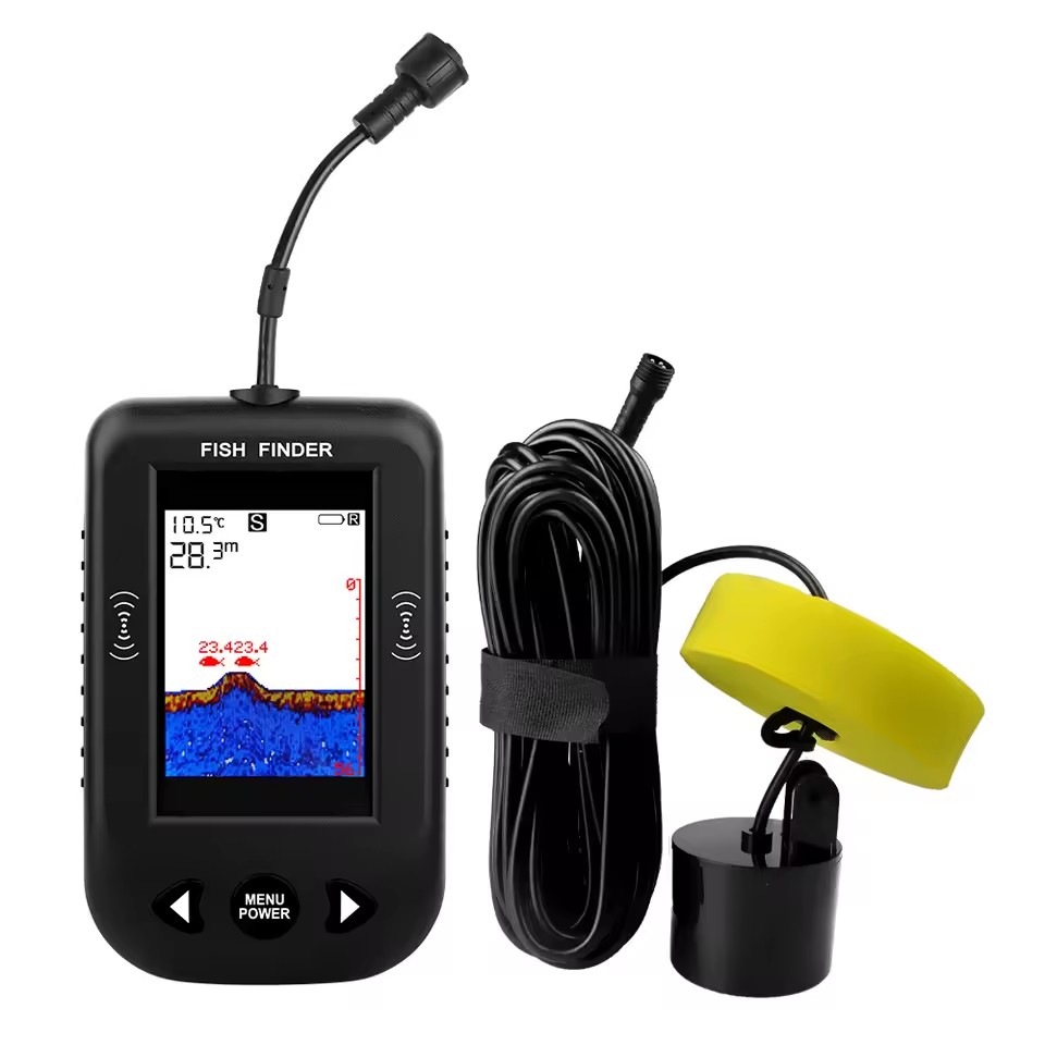 Fish Finder Transducer - アラーム 100 メートルポータブルソナー魚群探知機 45 度ソナーカバレッジエコーサウンダーアラームトランスデューサー湖海釣り