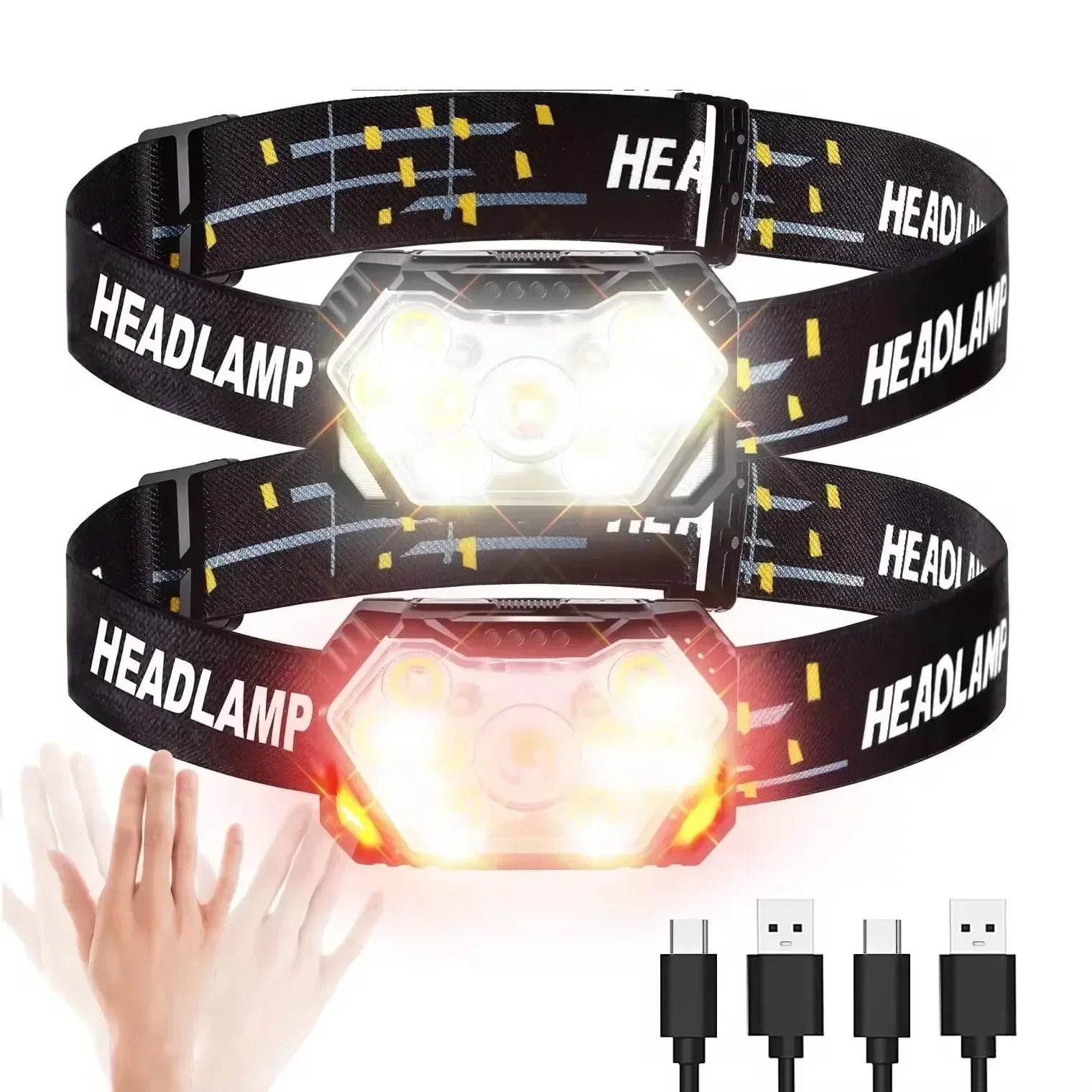 Fish Finder Battery - 強力な LED センサーヘッドランプ USB 充電式ヘッドライト LED