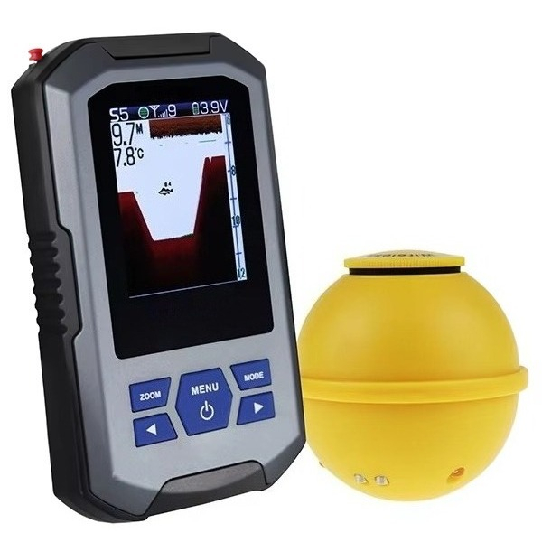 Fish Finder - 魚群探知機 ワイヤレスソナーセンサー 水深45メートル（147フィート）/ 水深0.7メートル（2フィート） LCDディスプレイ 海、氷上用