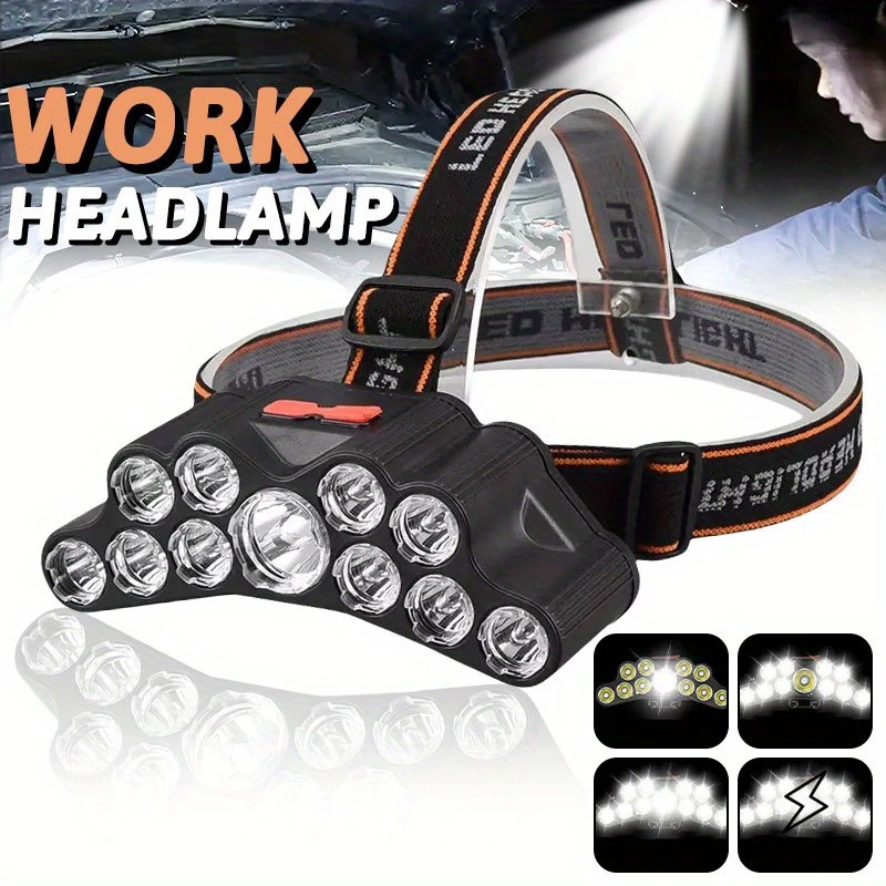 Fish Finder Battery - 11 LED ヘッドランプ強力な光ヘッドランプ Type-C 充電式ヘッドライト内蔵 18650