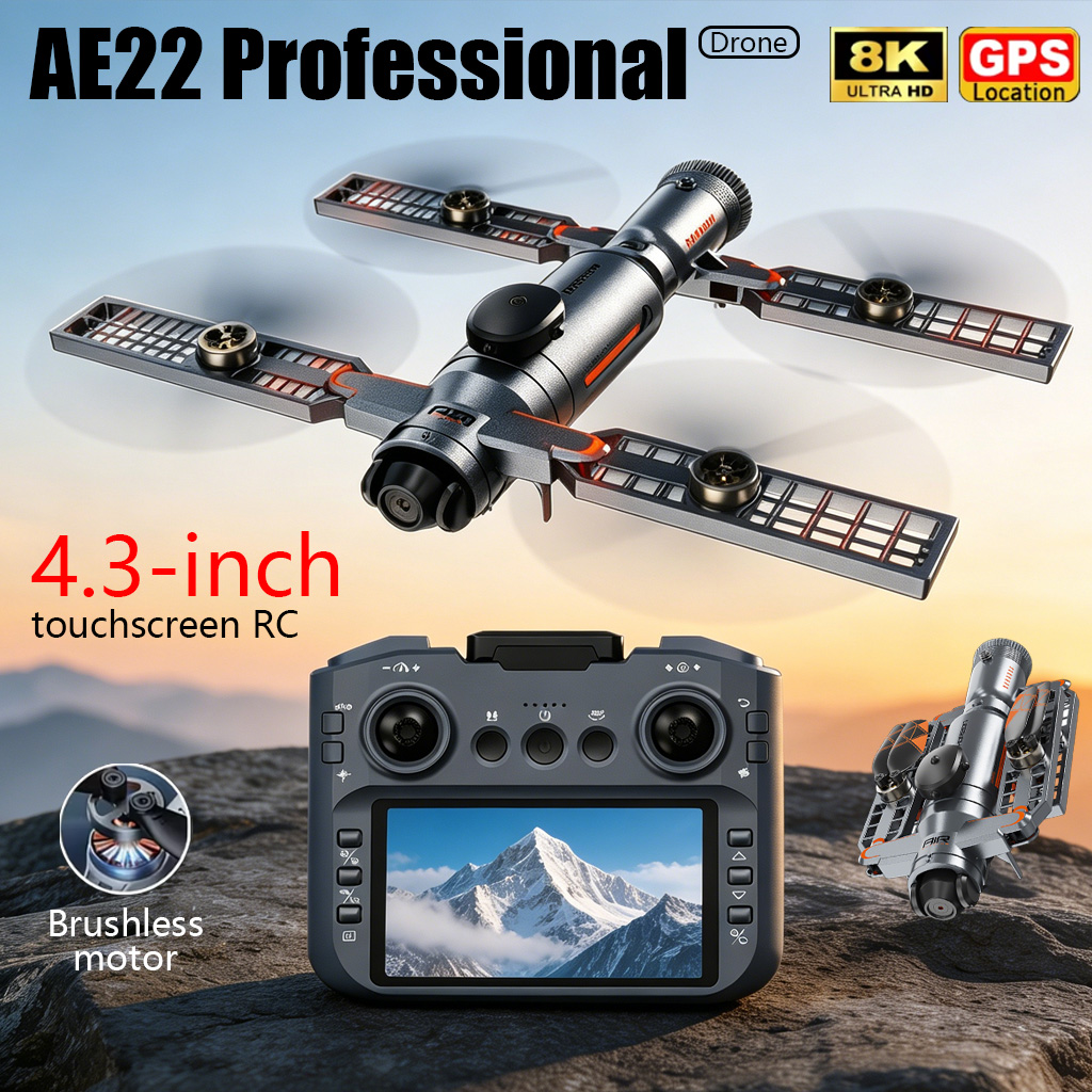 Underwater Camera - アップグレード版AE22 PRO MAX折りたたみ式ドローン 8Kデュアルカメラ FPVクアッドコプター GPS障害物回避