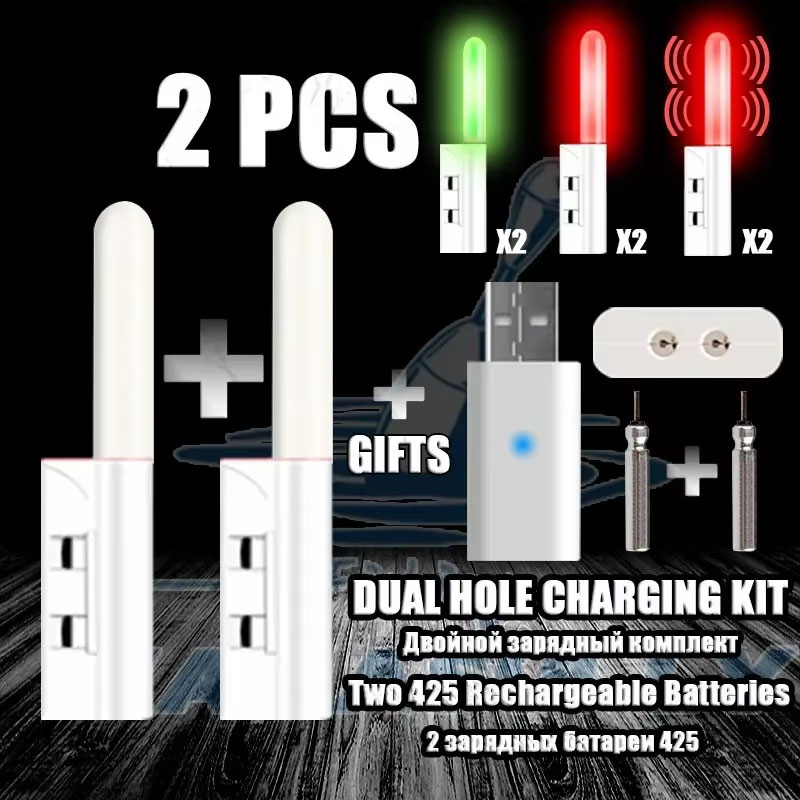 Bite Alarm - 2 個 LED ナイトライト電子釣り竿ライト CR425 充電式バッテリー