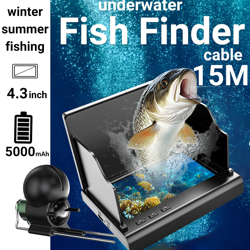 Fishing Camera - 4.3インチ氷上釣りカメラ魚群探知機1080P HD水中カメラナイトビジョンIR LED搭載、湖や川用ケーブル付きハンドヘルドタイプ