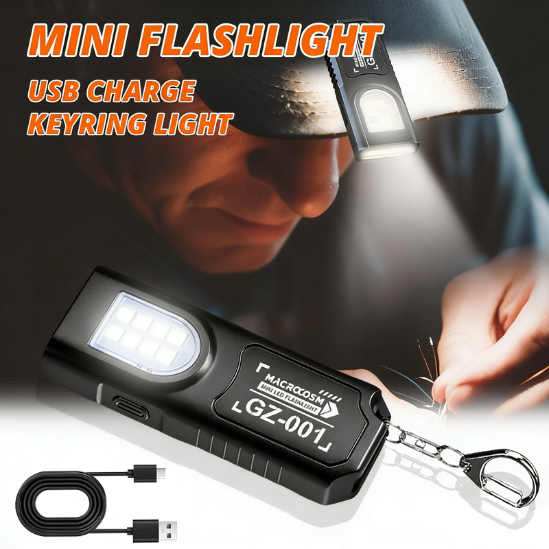 Fishing Light - LED キーホルダー懐中電灯タイプ C 充電式 550LM ポータブルミニトーチポケットランタンフラッドワークライト緊急用マグネット付き