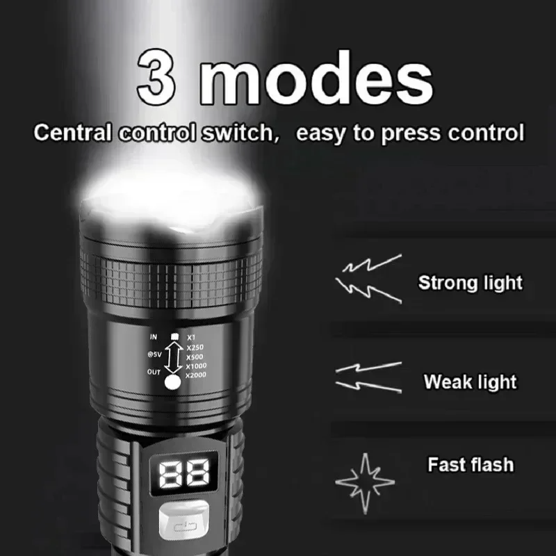 充電式 LED 懐中電灯 100000LM 超高輝度長距離戦 - Fishing Light のレビューと価格