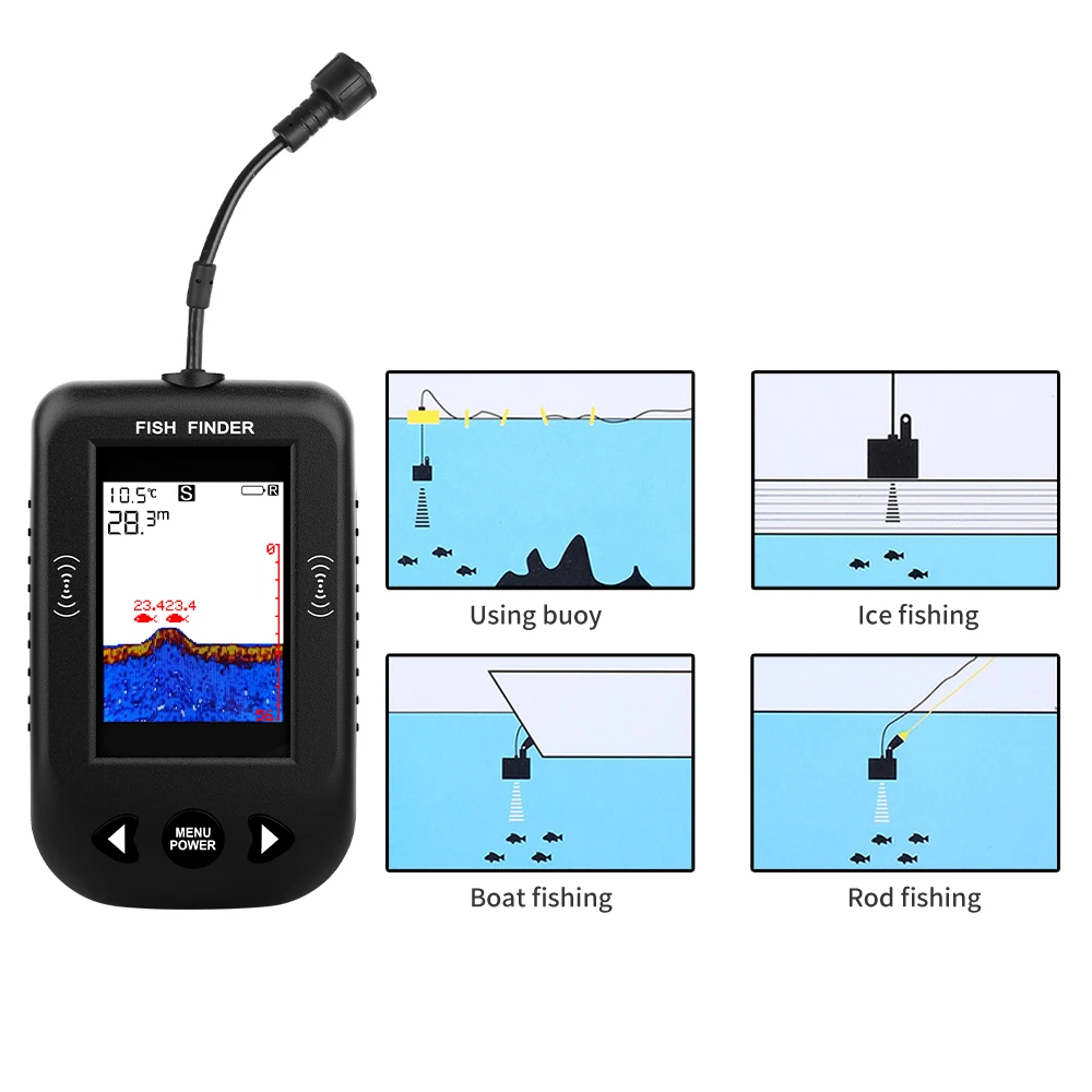 アラーム 100 メートルポータブルソナー魚群探知機 45  - Fish Finder Transducer のレビューと価格