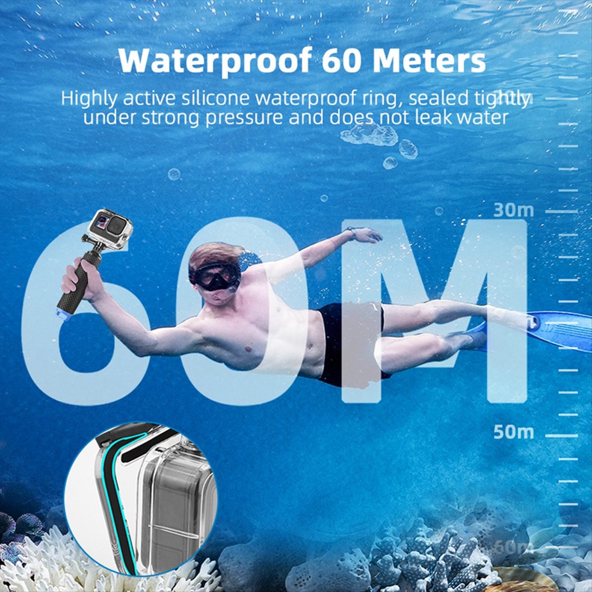 M05K 60M 防水ケース GoPro Hero 12 1 - Underwater Camera のレビューと価格