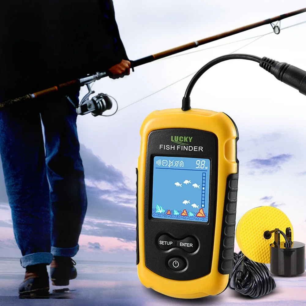 ラッキー液晶カラースクリーンポータブル有線魚群探知機 100 - Fish Finder Transducer のレビューと価格