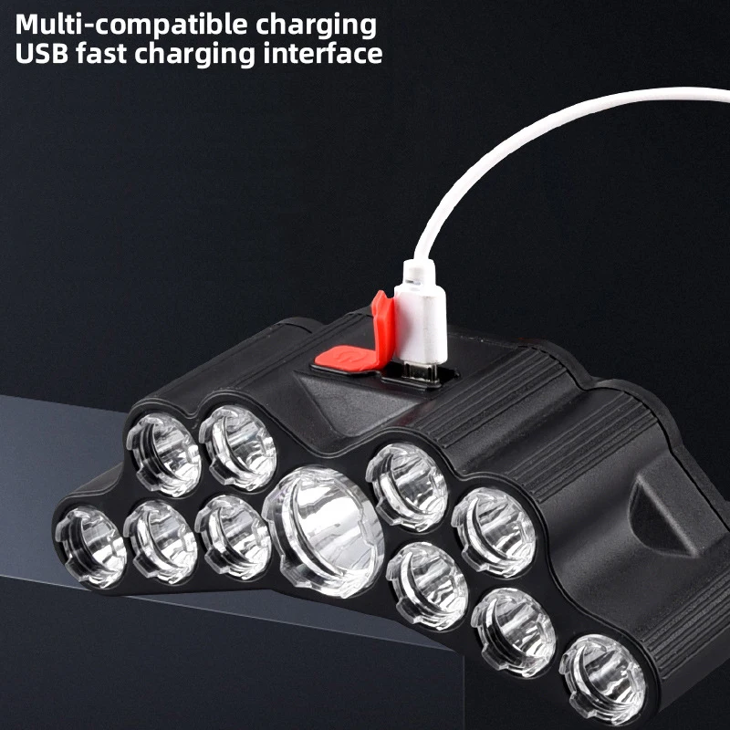 11 LED ヘッドランプ強力な光ヘッドランプ Type-C - Fish Finder Battery のレビューと価格