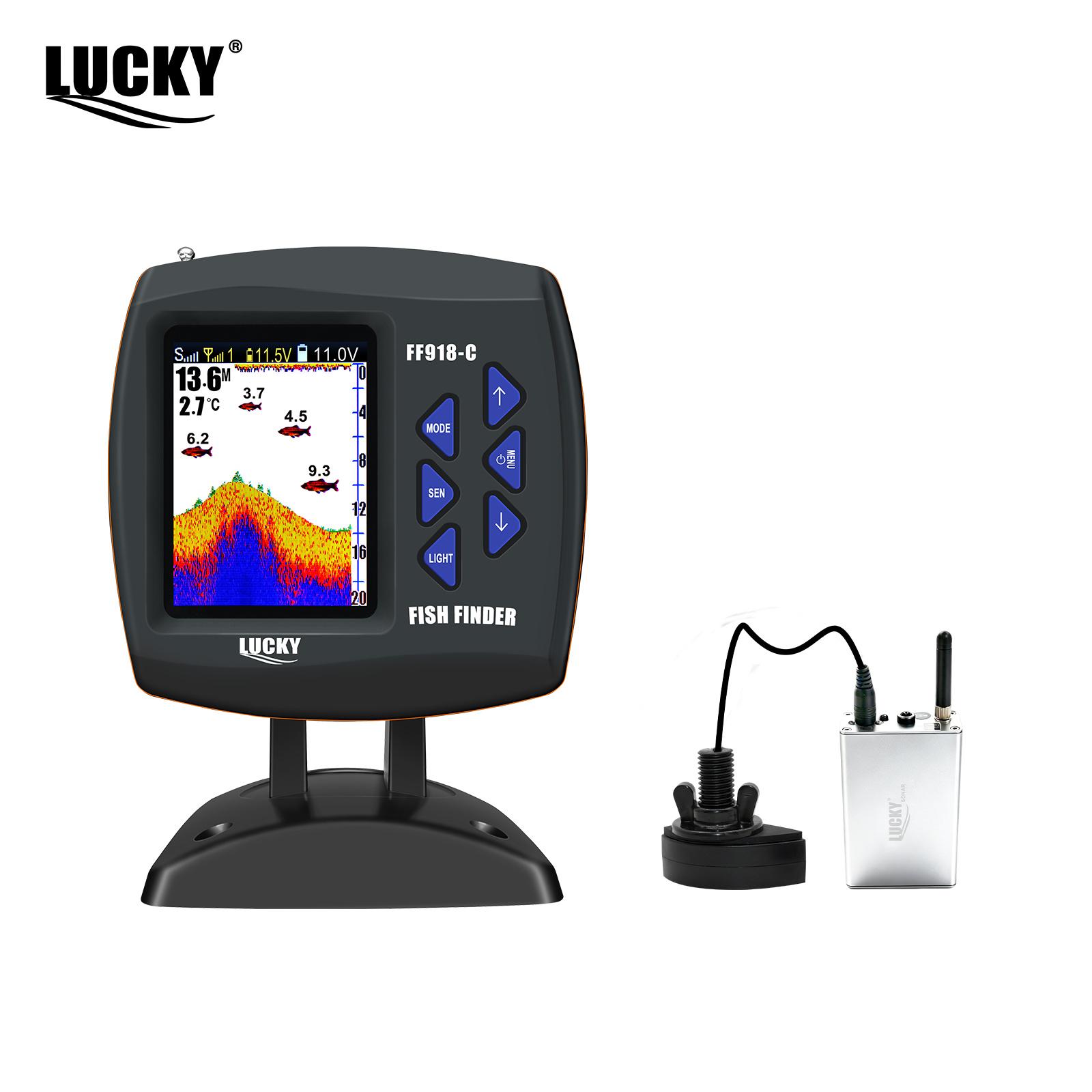 ラッキーFF918ワイヤレスリモコンボート魚群探知機300m - Fish Finder Transducer のレビューと価格