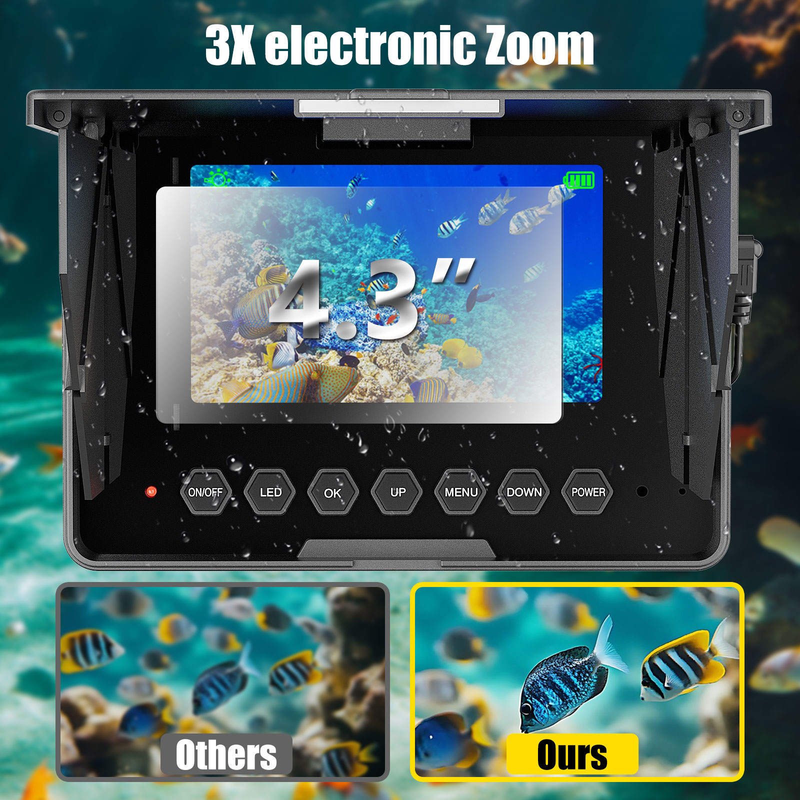 水中釣りカメラ - 15/30/50M ケーブル魚群探知機、 - Fish Finder Battery のレビューと価格